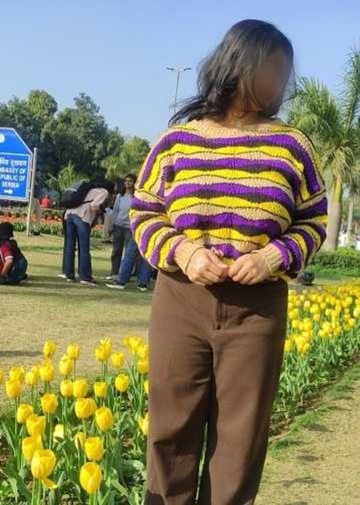 Yellow Purple Striped Knit Pullover