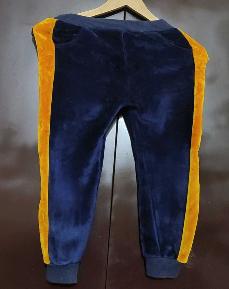 Navy Blue Velvet Winter Pajami For 3-4 Year Girl