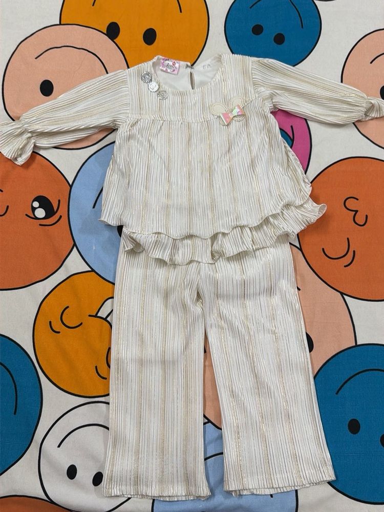 Sparkly Pleated Top &amp; Pants Set