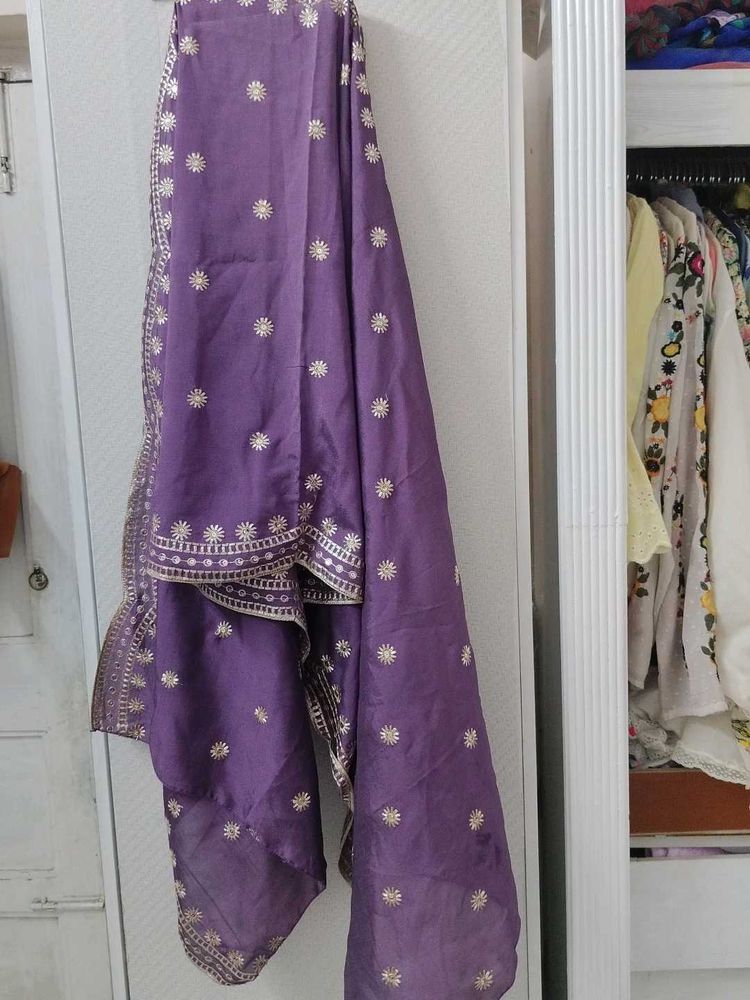 Embroidered Purple Dupatta