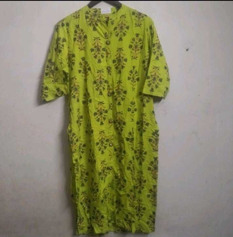 New Green Floral Print Kurta