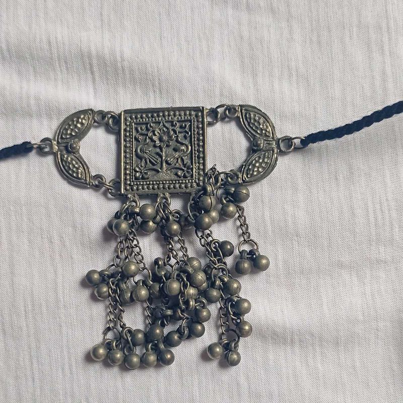 Traditional Oxidized Silver Choker Necklace