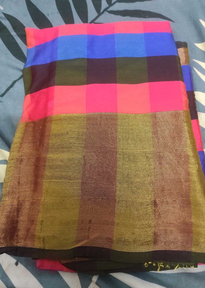 Vibrant Checkered Silk Saree