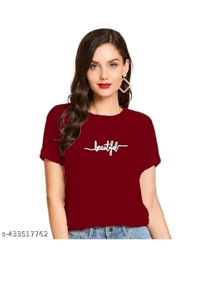 Chic Maroon 'Beautiful' Graphic Tee