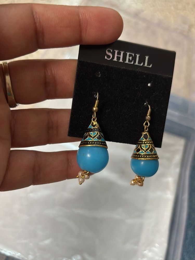 Beautiful Blue Jhumka Earrings