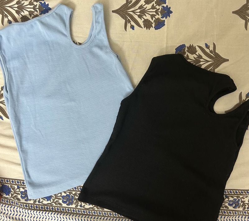 Ribbed Cutout Tank Tops (Set of 2)