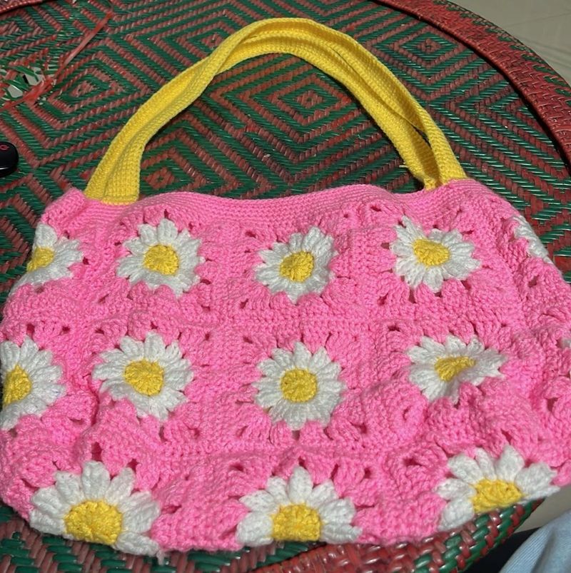 Handmade Crochet Daisy Handbag