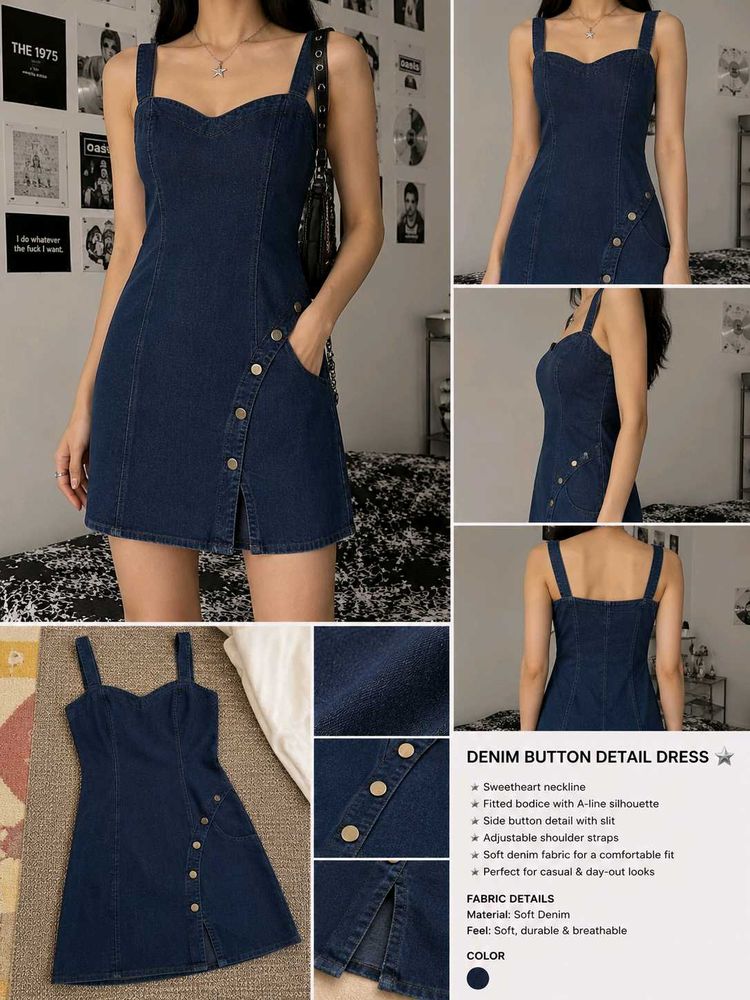 Blue Denim Button-Up Dress