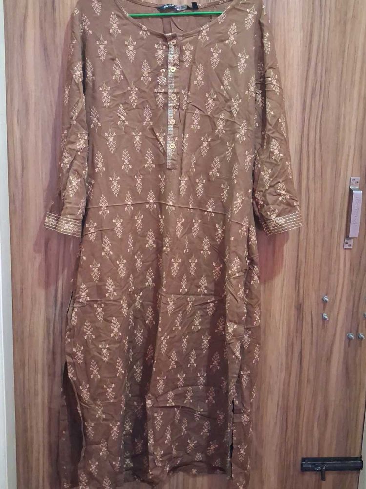 Stylish Printed  brown kurta🌼