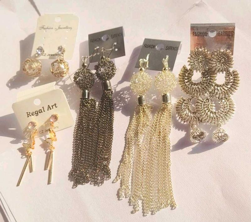Pack Of 5 Korean Studs And Long Dangles