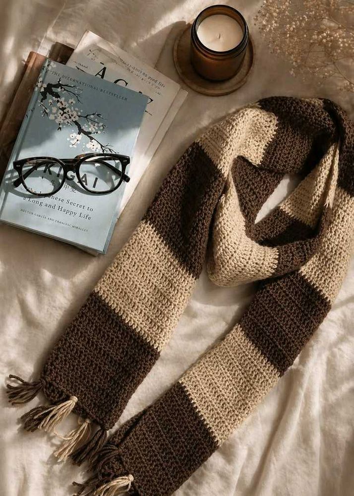 Handmade Striped Crochet Scarf