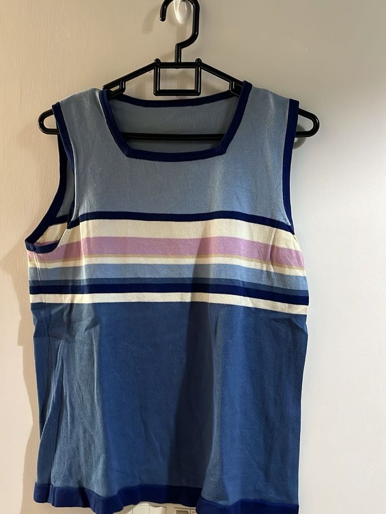 Striped Sleeveless Square Neck Top