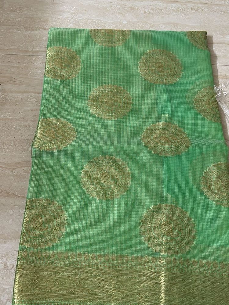 Mint Green &amp; Gold Traditional Saree