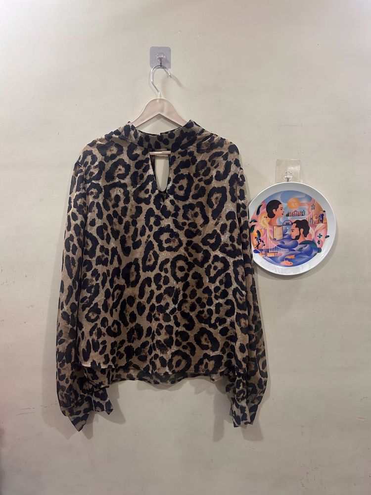 Animal Print Chiffon Blouse