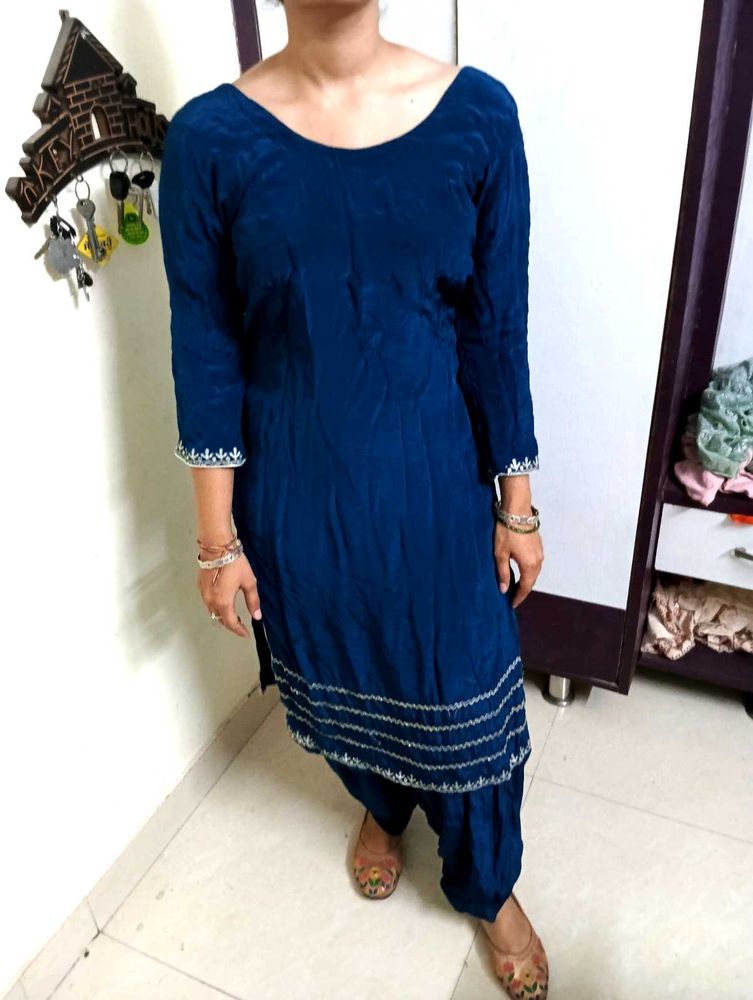 silk ❤️Elegant Blue Kurta Set with Patiala Pants