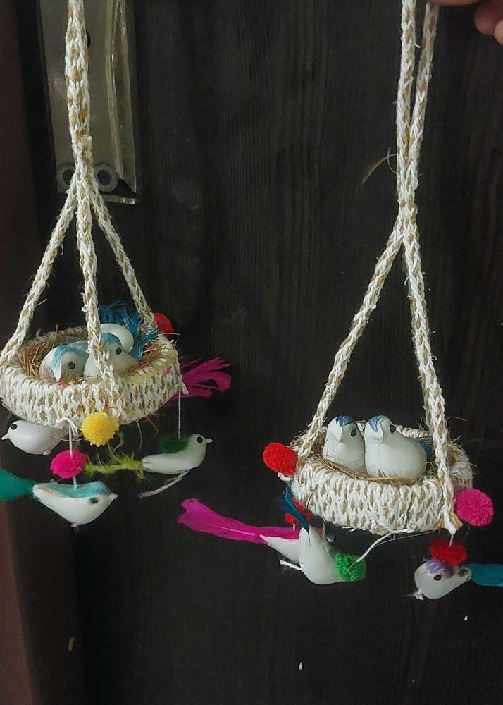 Beautiful pair of hanging sparrow, decorative item