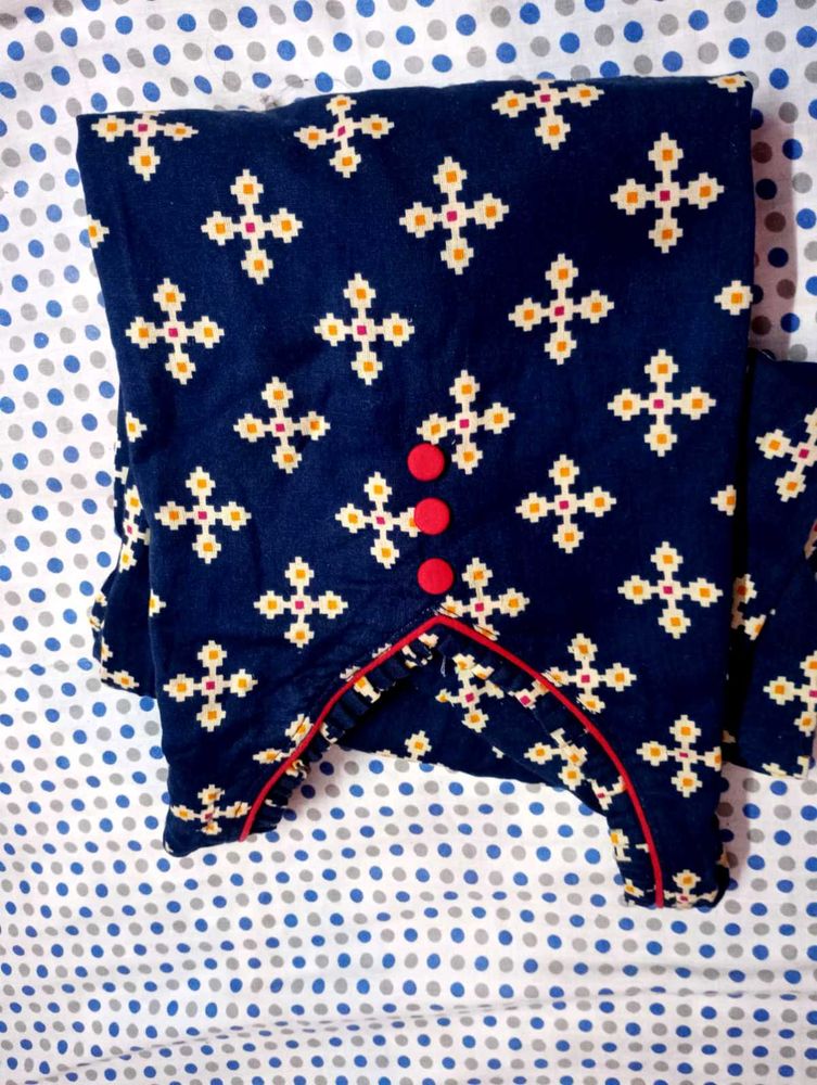 Stylish Navy Blue Printed Kurta