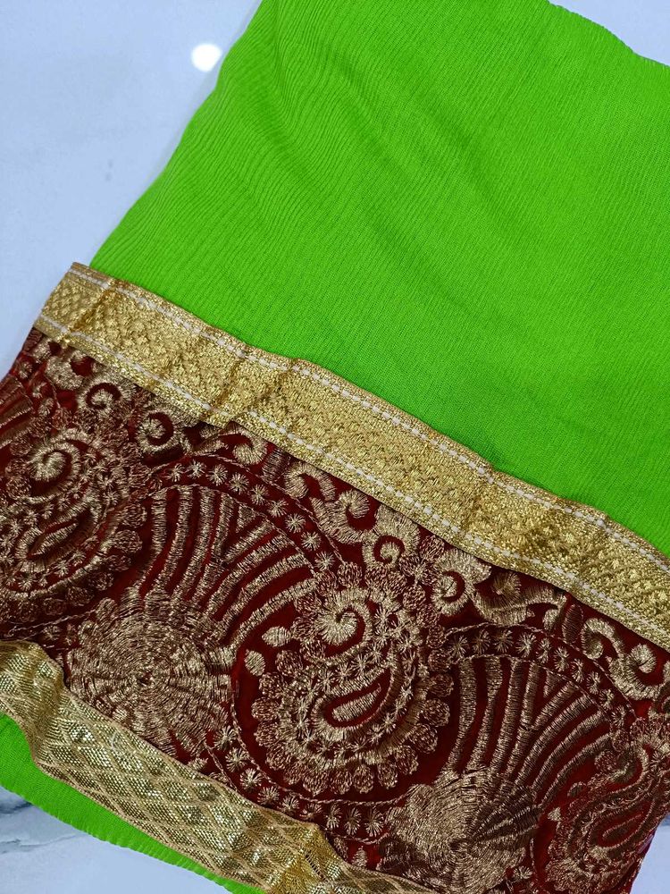 Green Embroidered Saree