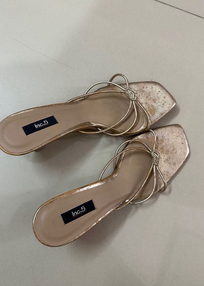 Inc.5 Gold Embellished Flat Sandals
