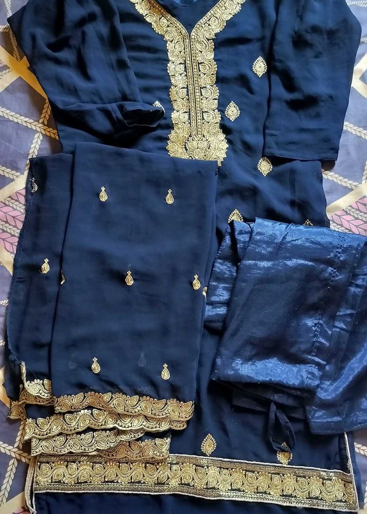 Navy Blue Salwar Suit dupatta