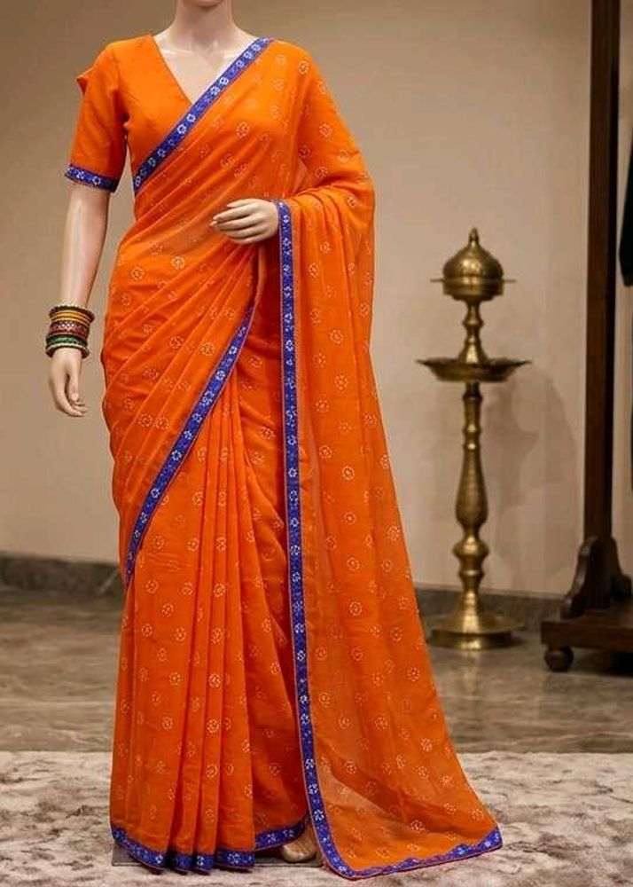 SPECIAL OFFER 🎉Vibrant Orange Saree and blouse