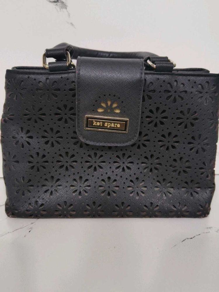 Chic Black Cut-Out Handbag