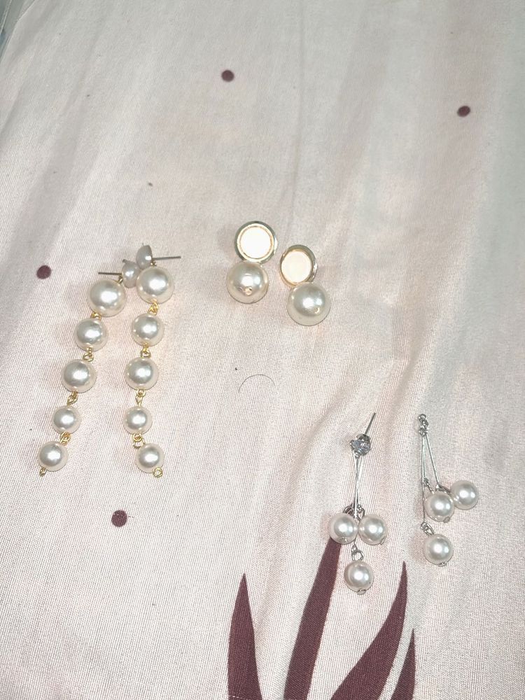 Elegant Pearl Drop Earrings Set