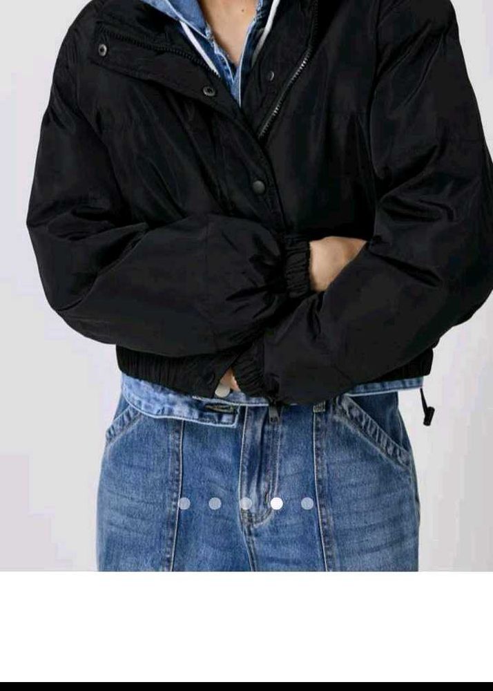 Black Cropped Puffer Jacket