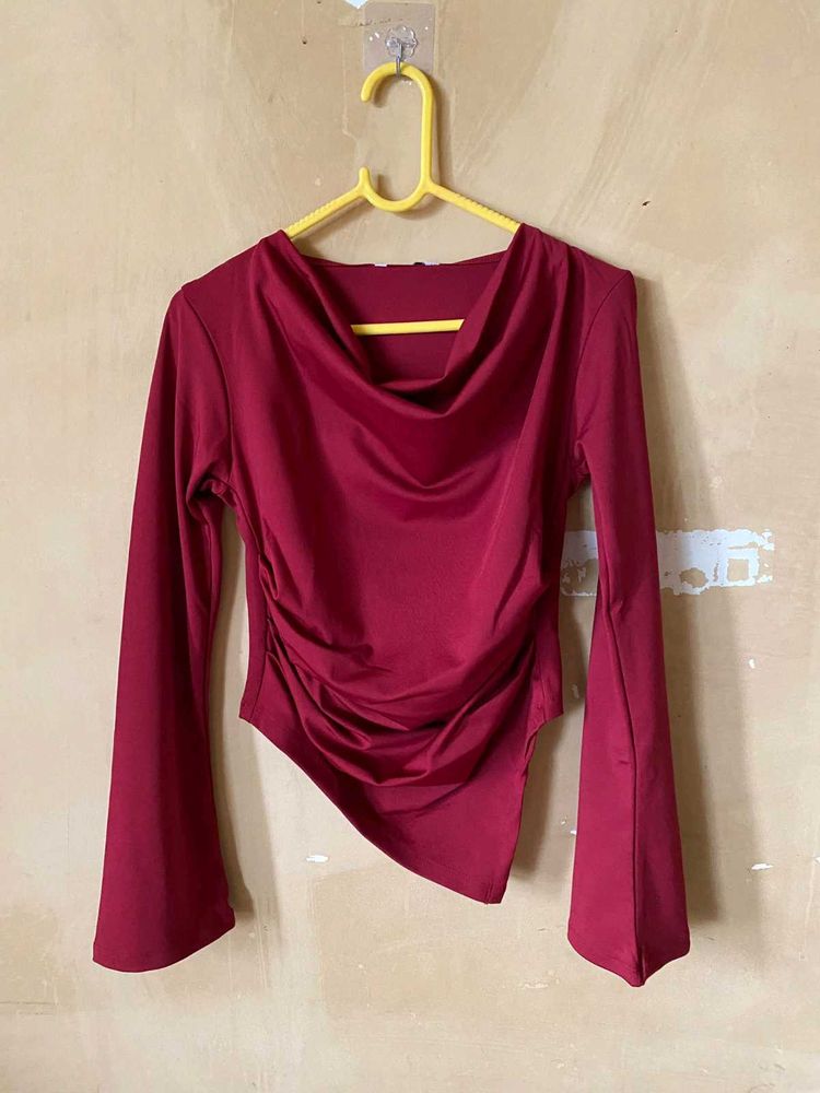 Cowl Neck Ruched Top