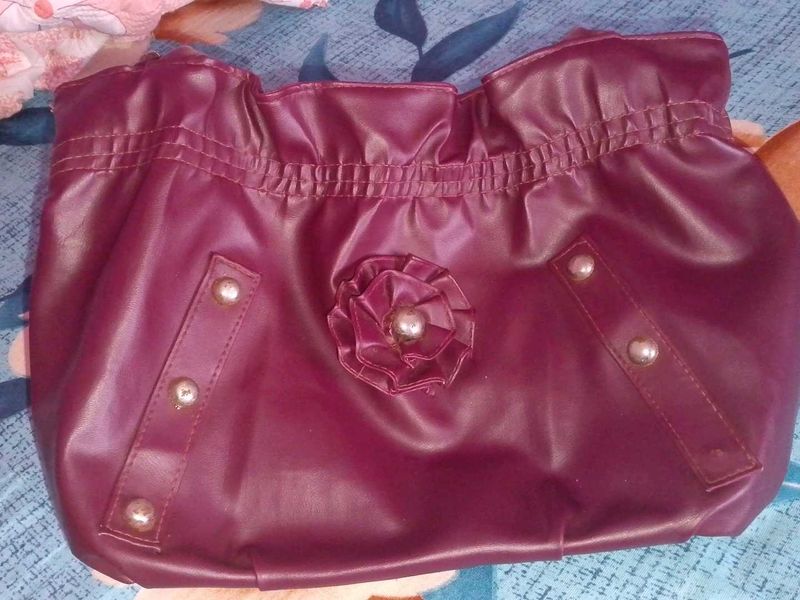 Small Size Burgundy Maroon Brownish Handbag/ Tote