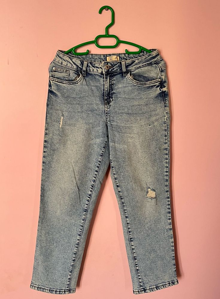 Womens Acid Wash Ripped Jeans