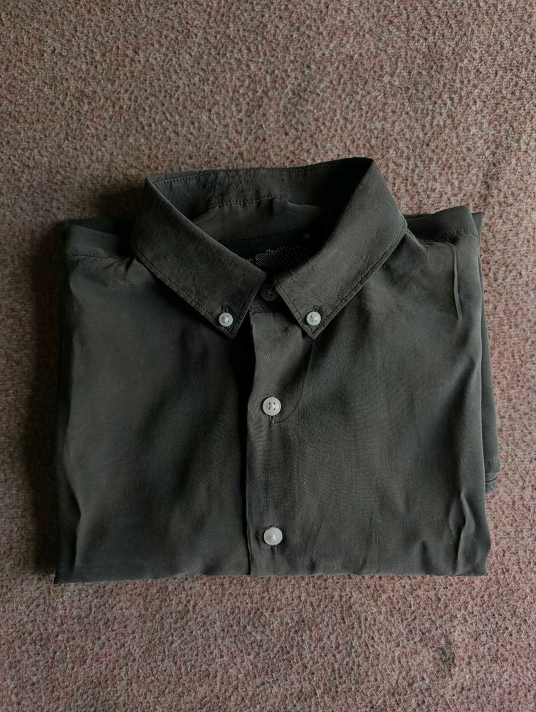 Olive Green Button-Down Shirt