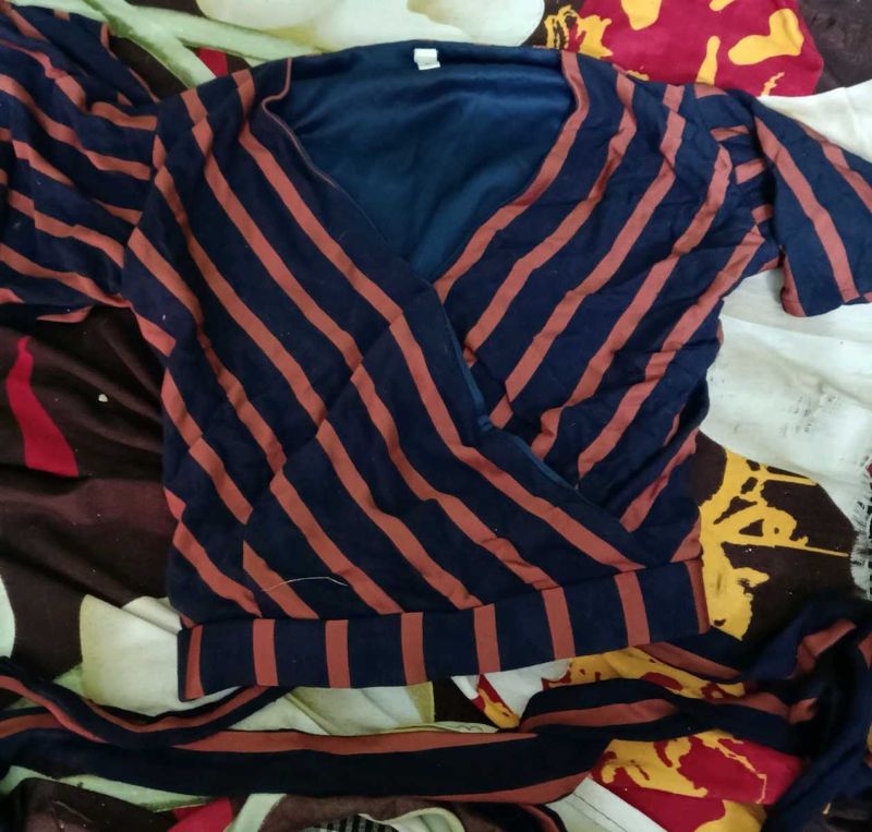 Striped Wrap Top