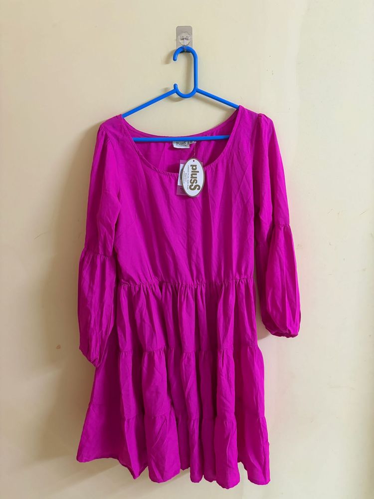 Vibrant Pink Tiered Mini Dress