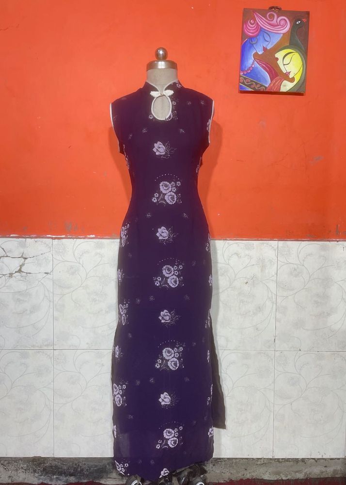 Elegant Purple Floral Gown