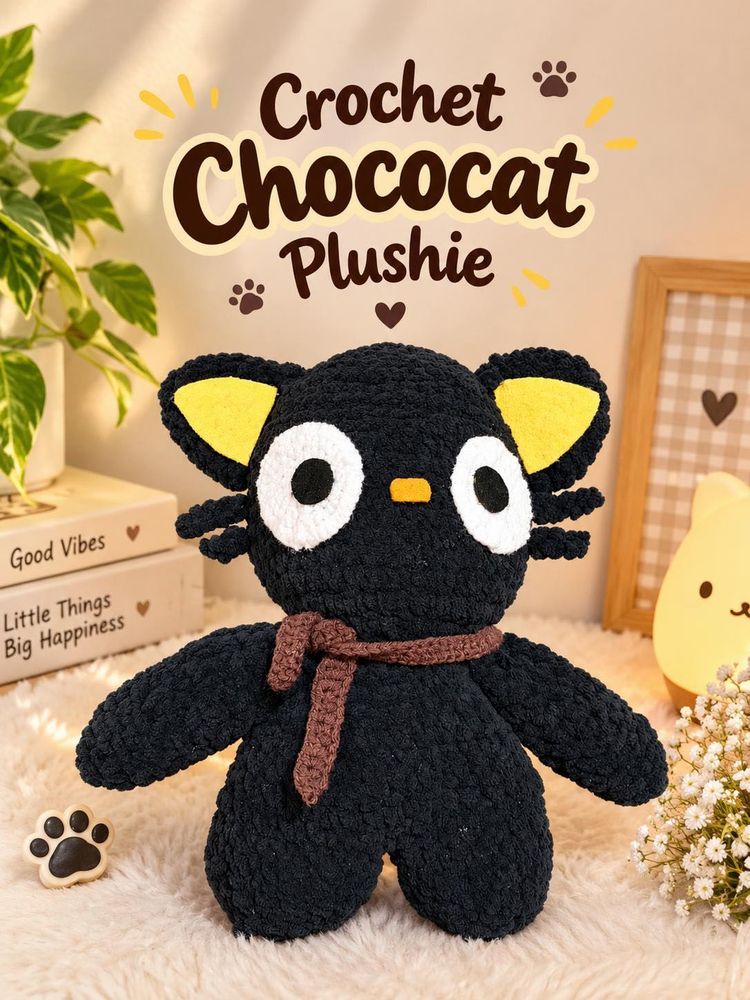 Handmade Crochet Chococat Plushie 🐱🖤