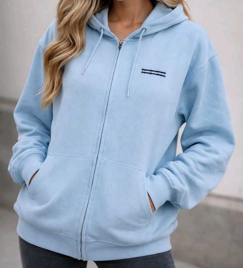 Light Blue Zip-Up Hoodie