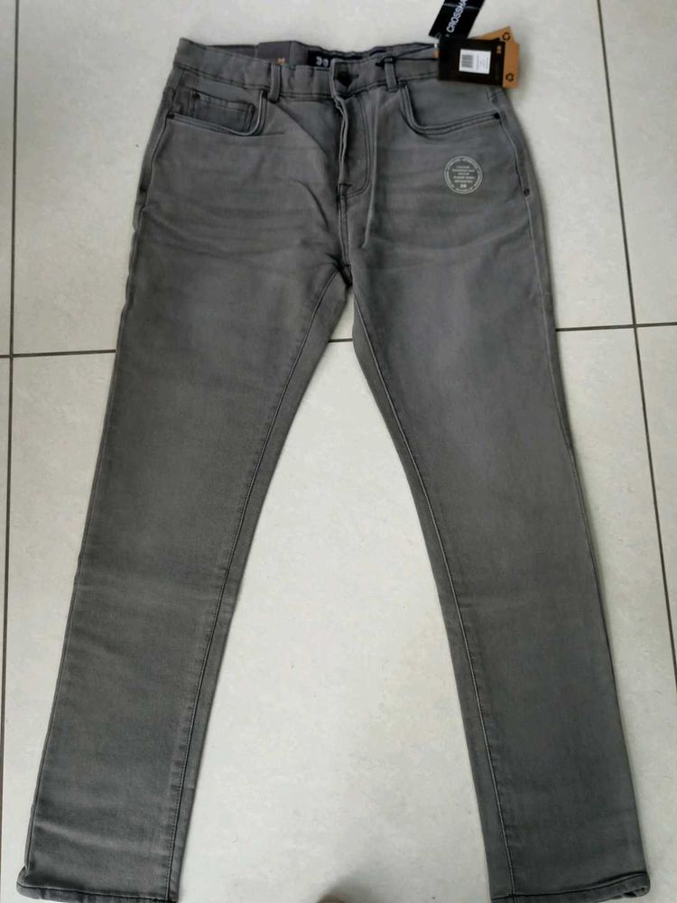 CROSSHATCH Men's Grey Denim Jeans