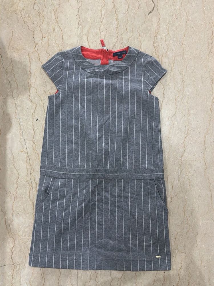 TOMMY HILFIGER Gray Striped Casual Dress