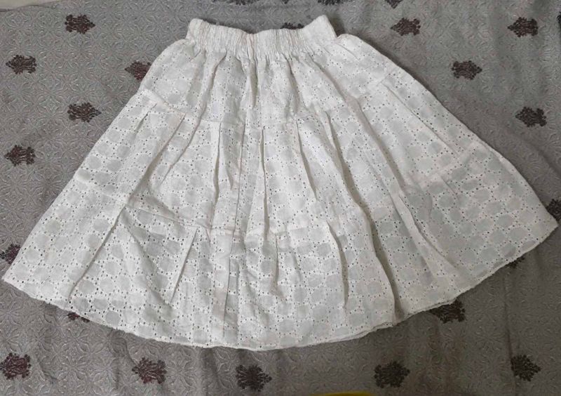Chic White Broderie Skirt