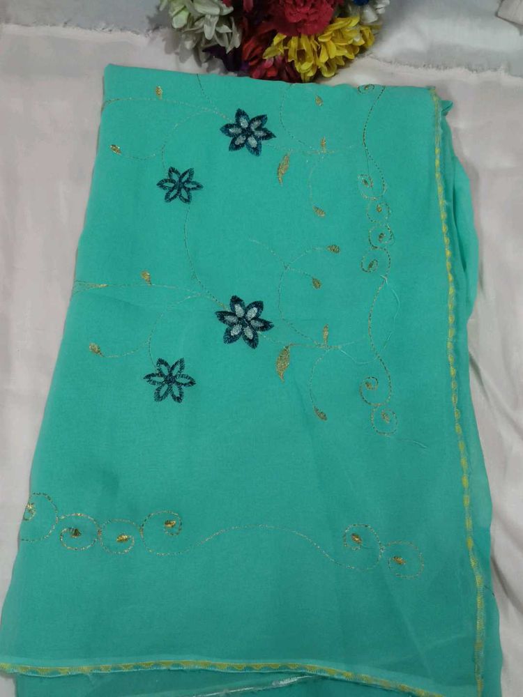 Elegant Teal Saree with blouse