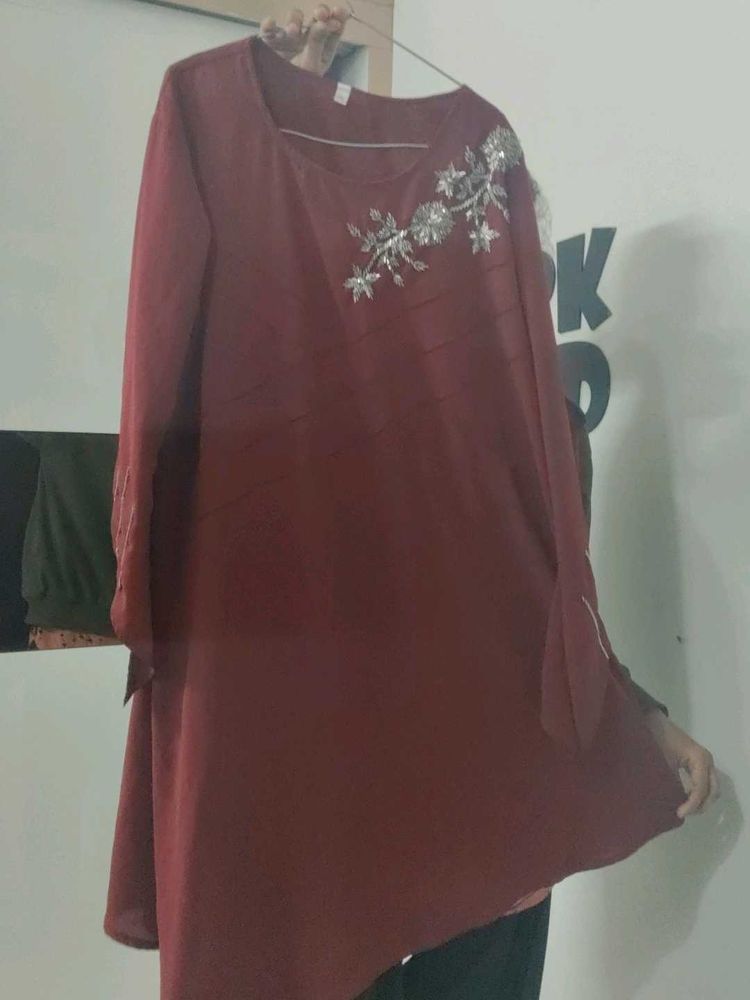 Elegant Maroon Embroidered Tunic