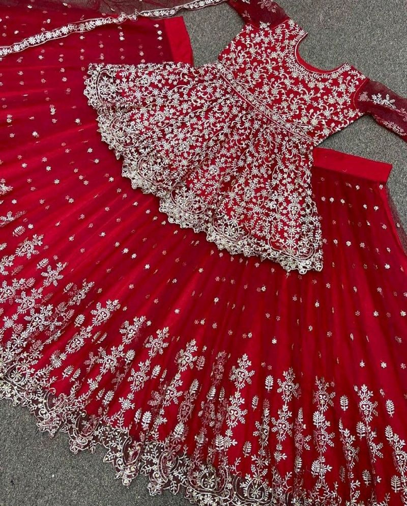 Red Embroidered Lehenga Choli