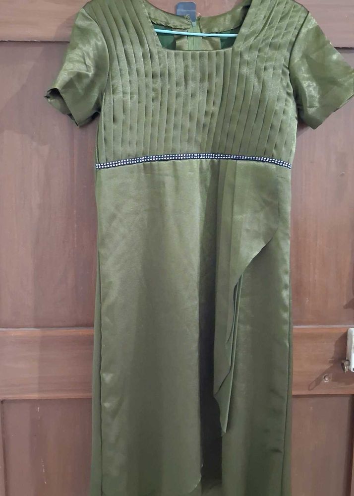 Elegant Olive Green Gown