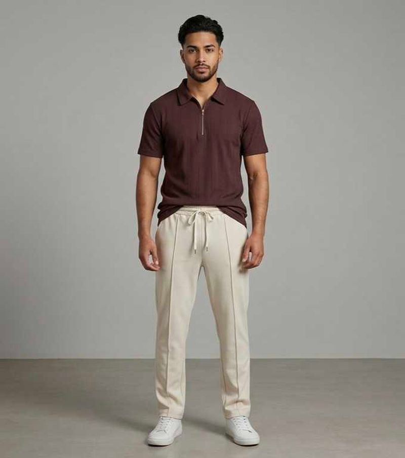 Burgundy Zip Neck Polo  tshirt unisex