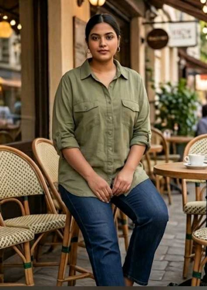 Gia curves button down shirt with foldable sleeves