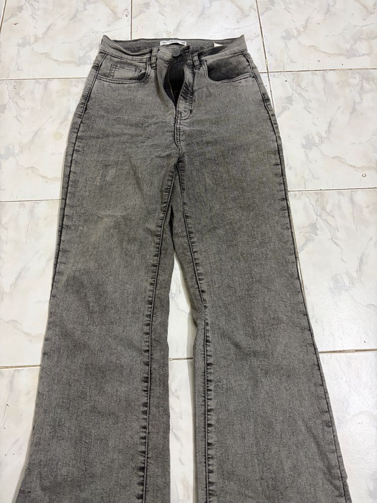 Grey Wash Flare Jeans