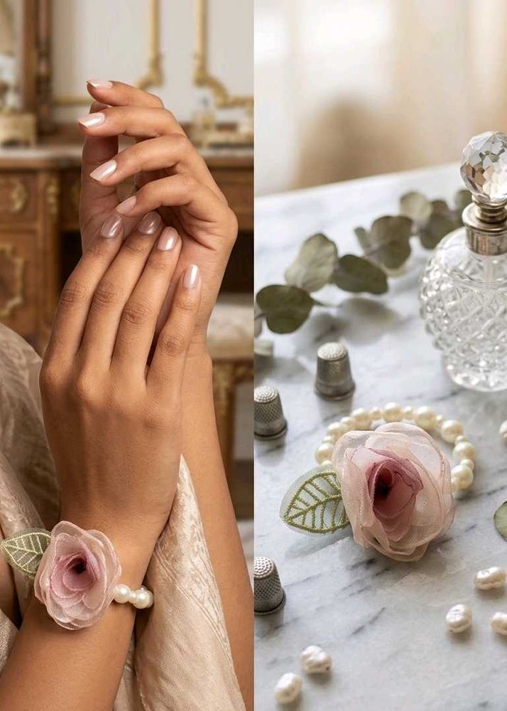 Elegant Rose &amp; Pearl Bracelet