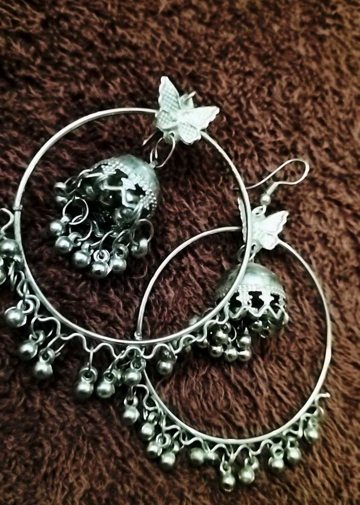 Boho Butterfly Jhumka Hoop Earrings
