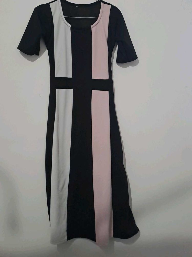 Chic Color Block Midi Dress
